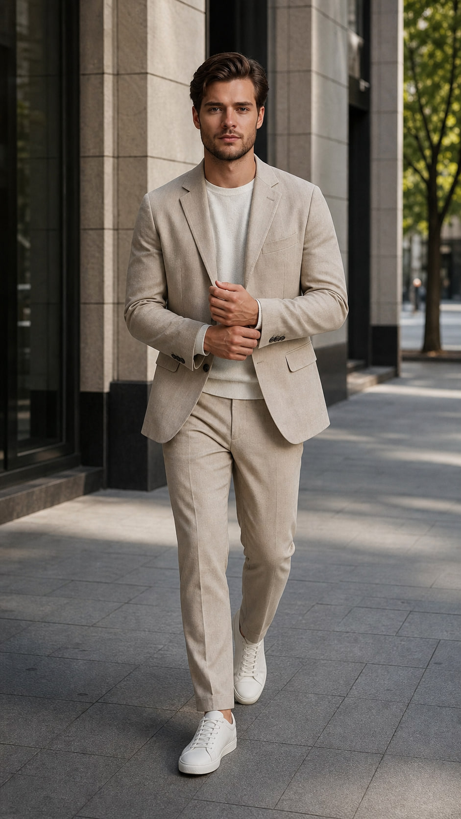 Homem usando um look claro criado no GoLook